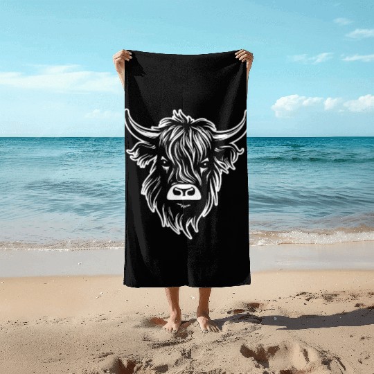 Scottish Highland Cow Beach Towels