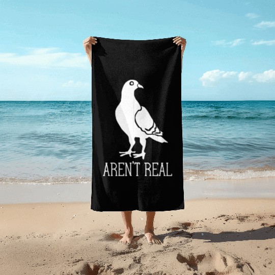 Birds Aren t Real Conspiracy Pigeon Retro Beach Towels