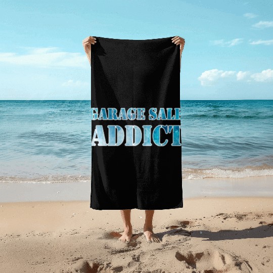 Garage Sale Addict blue watercolor Beach Towels