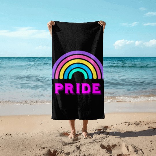 Prideful Rainbow Celebrating Pride Month Beach Towels