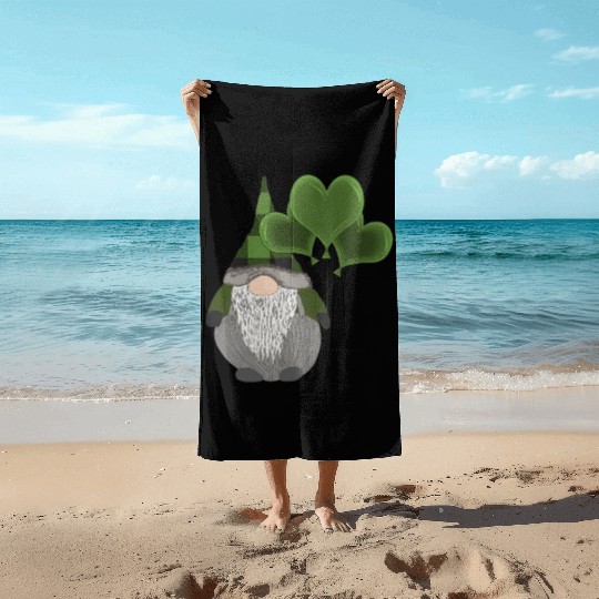 Irish Gnome St Patricks Day Heart Balloons Beach Towels