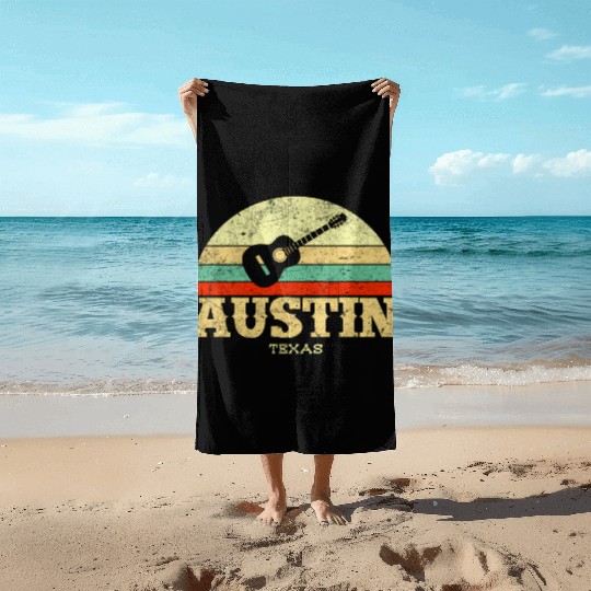 Austin Texas Guitar Lone Star State Beach Towels