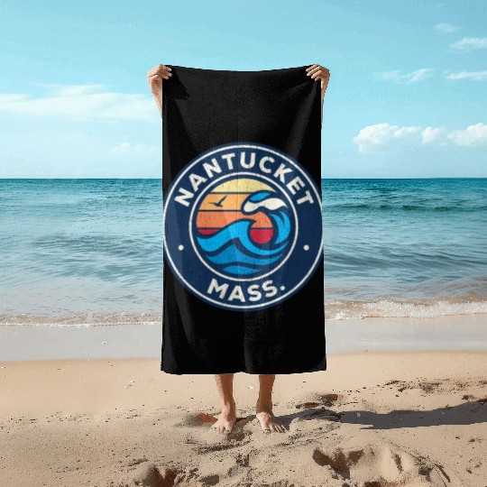 Nantucket Massachusetts Ma Nautical Waves Beach Towels
