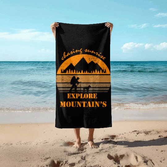 Chasing Sunrise Explore Mountain Beach Towels