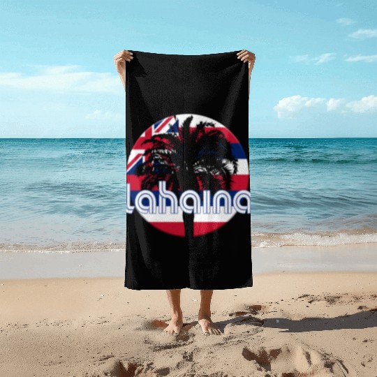 Lahaina Maui Hawaii Hawaiian Flag Native Palm Tree Beach Towels
