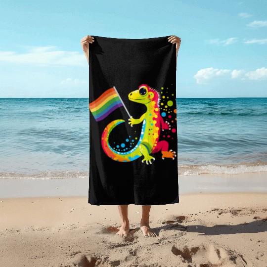 Gay Pride Gecko Beach Towels