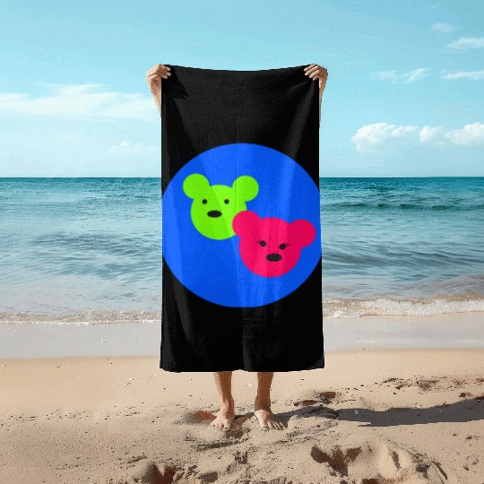 Pink and green teddies Beach Towels