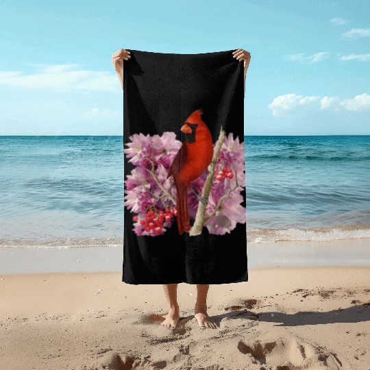Funny Red Cardinal Bird Ornament Christmas Gifts Beach Towels