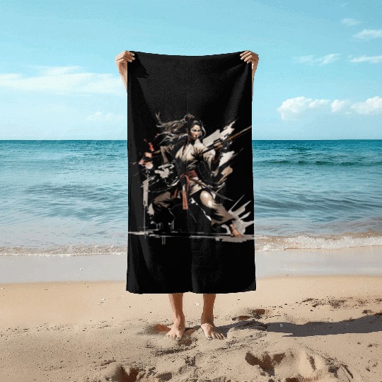 Karate girl Beach Towels