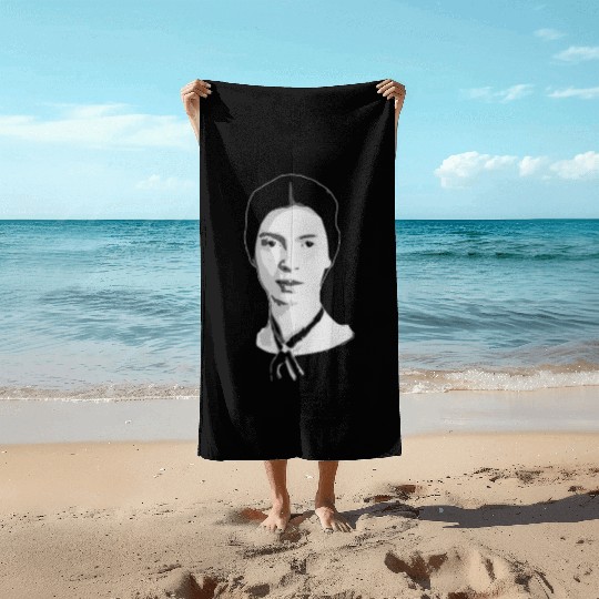 Emily Dickinson Black and White Beach Towels
