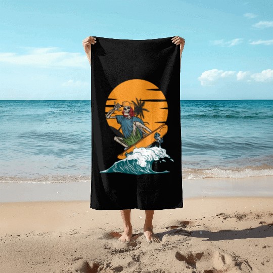 skull skate swim Beach Towels