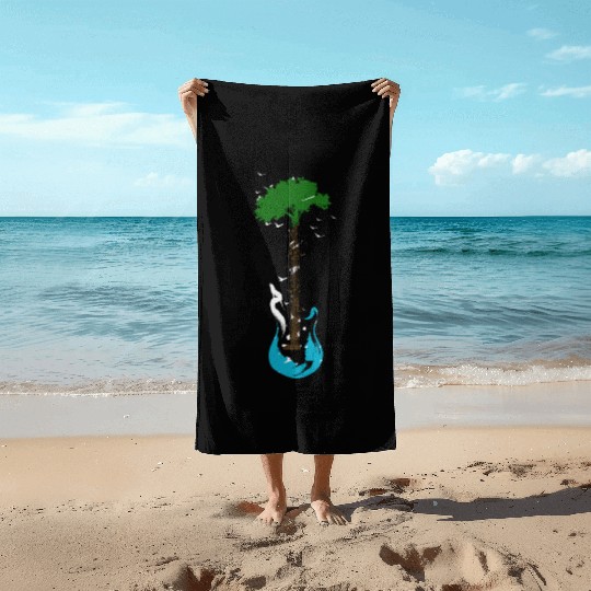 Guitar Nature Musician Earth Day Tree Guitarist Beach Towels