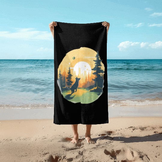 Joyful Dog in Summer Park Beach Towels