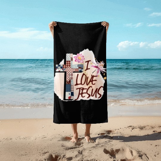 I Love Jesus Beach Towels