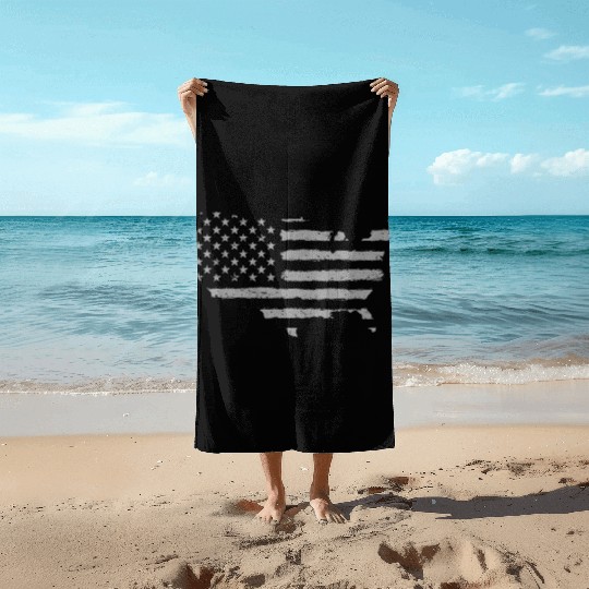 HAND PAINTED US FLAG Beach Towels