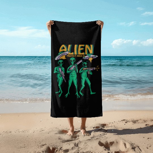 Protect Area 51 Aliens Beach Towels