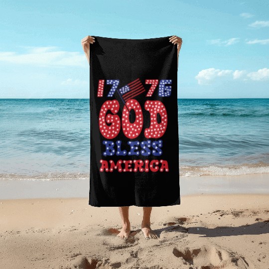 1776 GOD BLESS AMERICA FOR FREEDOM Beach Towels