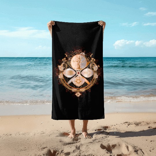 magic amulet, golden tree of life symbol Beach Towels