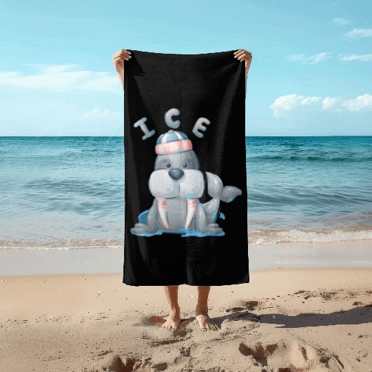 Snow seal Beach Towels