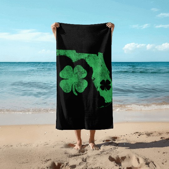 St Patrick's Day Fl Florida Shamrock Green Irish P Beach Towels