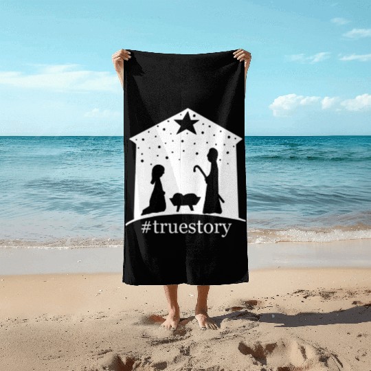 Truestory Birth Jesus True Bible Story Bethlehem Beach Towels