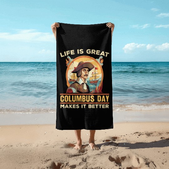 Christopher Columbus Italian American Columbus Day Beach Towels