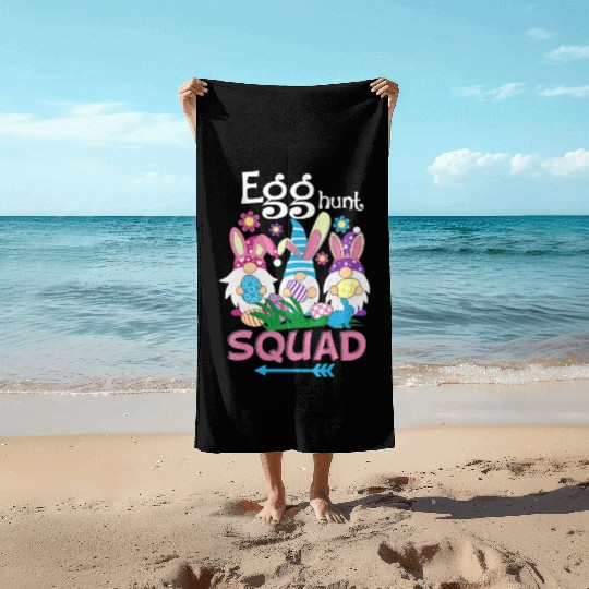 Egg Hunt Squad green Beach Towels