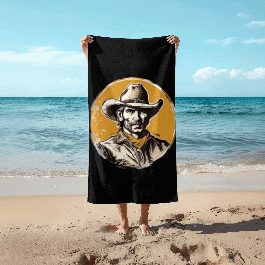 Howdy Partner! Retro Vintage Wild West Cowboy Beach Towels