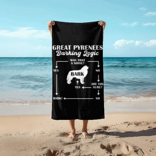 Great Pyrenees Barking Logic Beach Towels