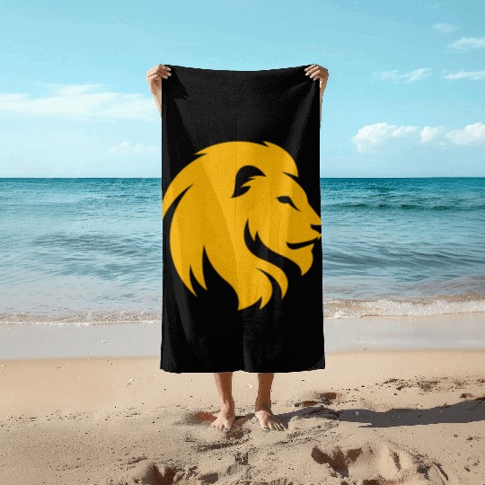 LION YELLOW SIDE FACE Beach Towels