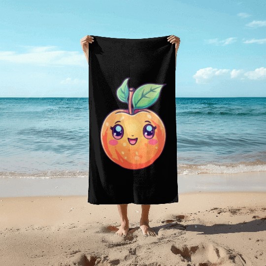 Peach kawaii Beach Towels