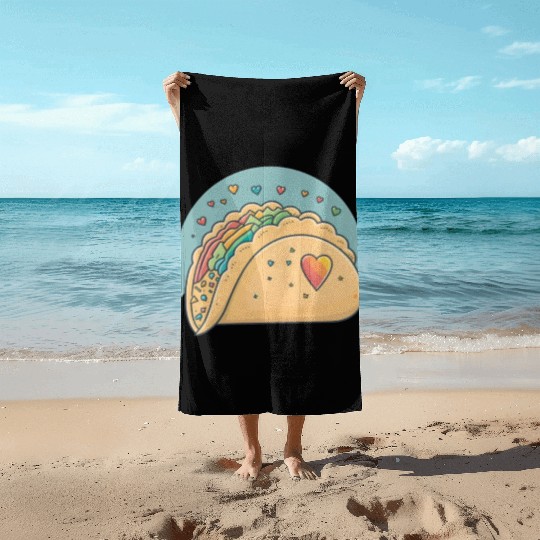 Taco-Lover I Love Tacos Heart Spicy Foodie Beach Towels