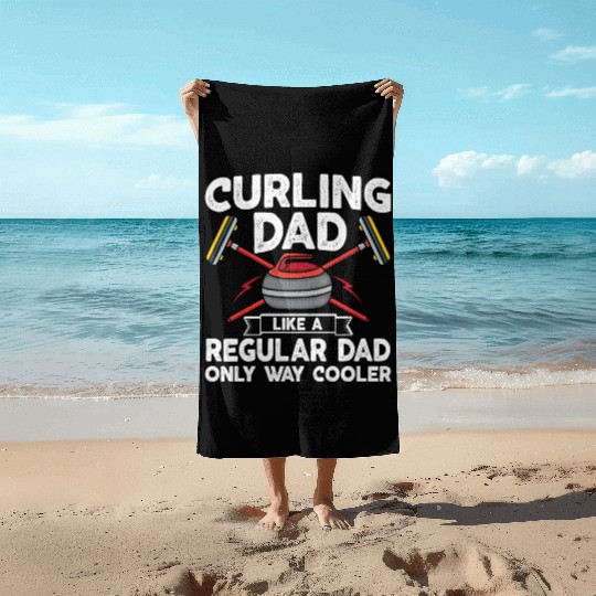 Curling Dad Like A Regular Dad But Cooler Retro Beach Towels