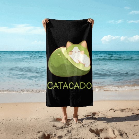 Catacado Funny Avocado Kawaii Cat Lover Beach Towels