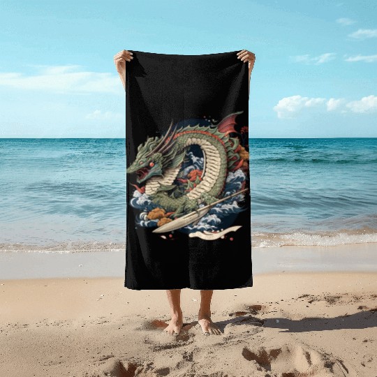 Evil Dragon Retro Japanese Anime Lover Beach Towels