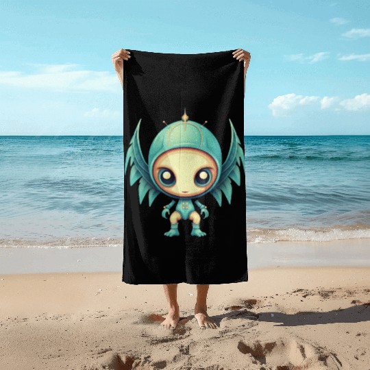 Alien Angel Wings Cyborg - Futuristic Design Beach Towels