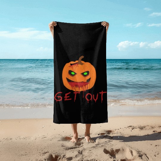 Halloween Pumpkin Get Out Beach Towels