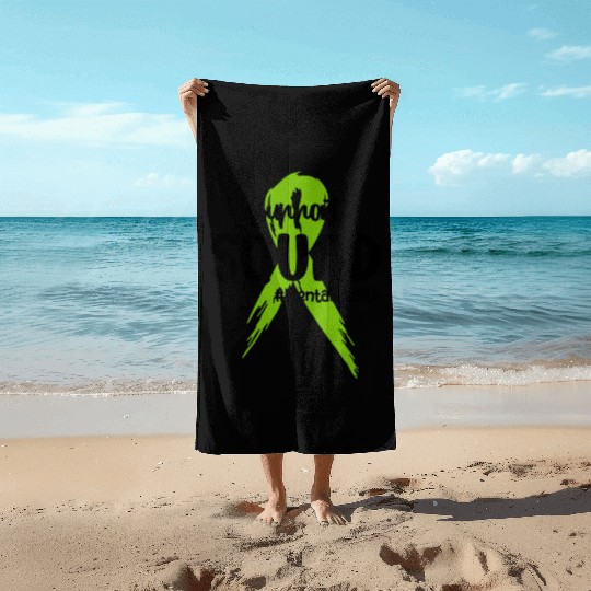 Support Squad Mental Health Awareness Lime Green Beach Towels