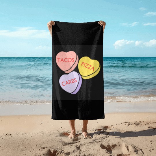 FRONTARTFunny Conversation Hearts Candy Beach Towels