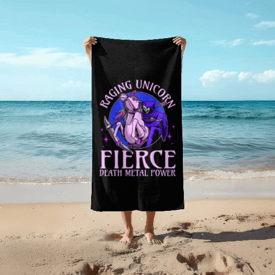 Goth Rock Satan Girl Woman Festivals Death Metal Beach Towels