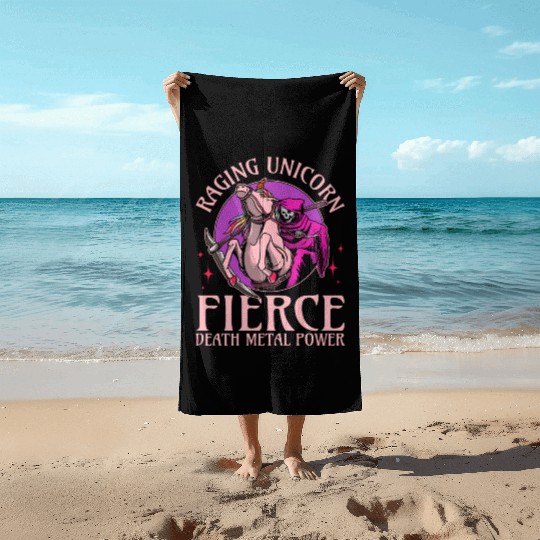 Goth Rock Satan Girl Woman Festivals Death Metal Beach Towels