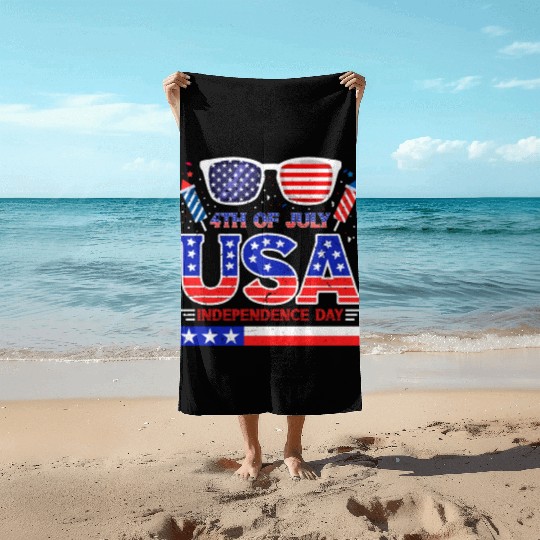 4th July USA Independence Day All American Pride Beach Towels