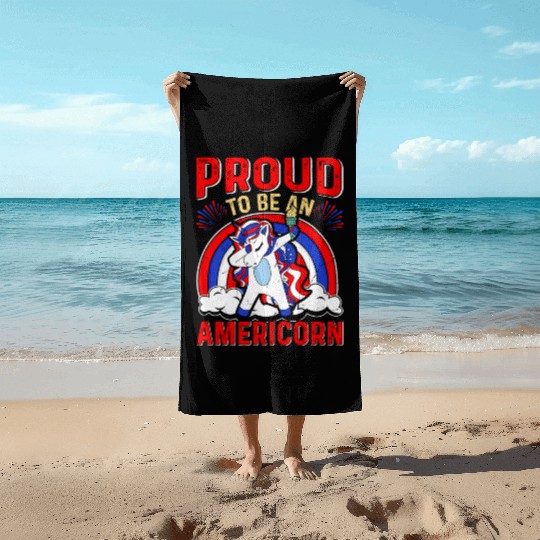 Proud to be an Americorn Unicorn Independence Day Beach Towels