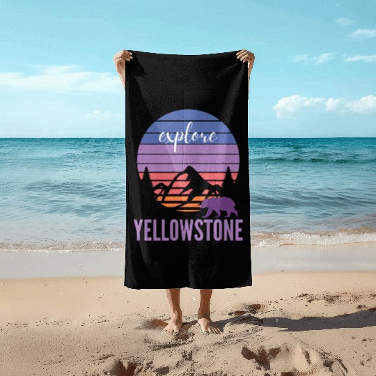 Cute Pink and Purple YStone Mountain Sunset Beach Towels