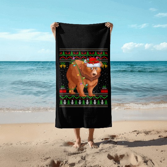 Bear Animal Ugly Grizzly Bear Beach Towels