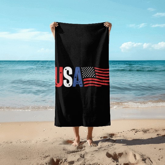 American Flag USA 4th Of July Beach Towels