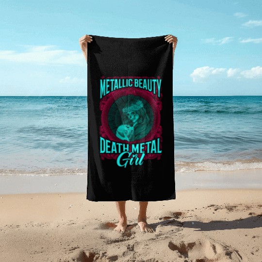 Goth Rock Satan Girl Woman Festivals Death Metal Beach Towels