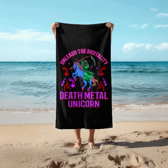 Goth Rock Satan Girl Woman Festivals Death Metal Beach Towels