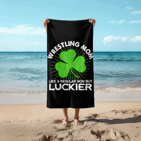 Wrestling Mom St Patrick'S Day Lucky Irish Mama Beach Towels
