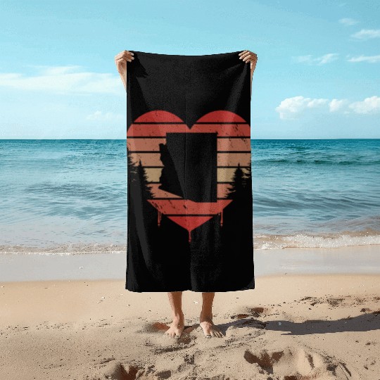 Cute Red Vintage Heart Phoenix Valentine Day Love Beach Towels